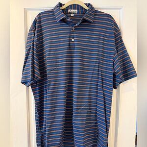 Peter Millar Blue and Black Striped Polo